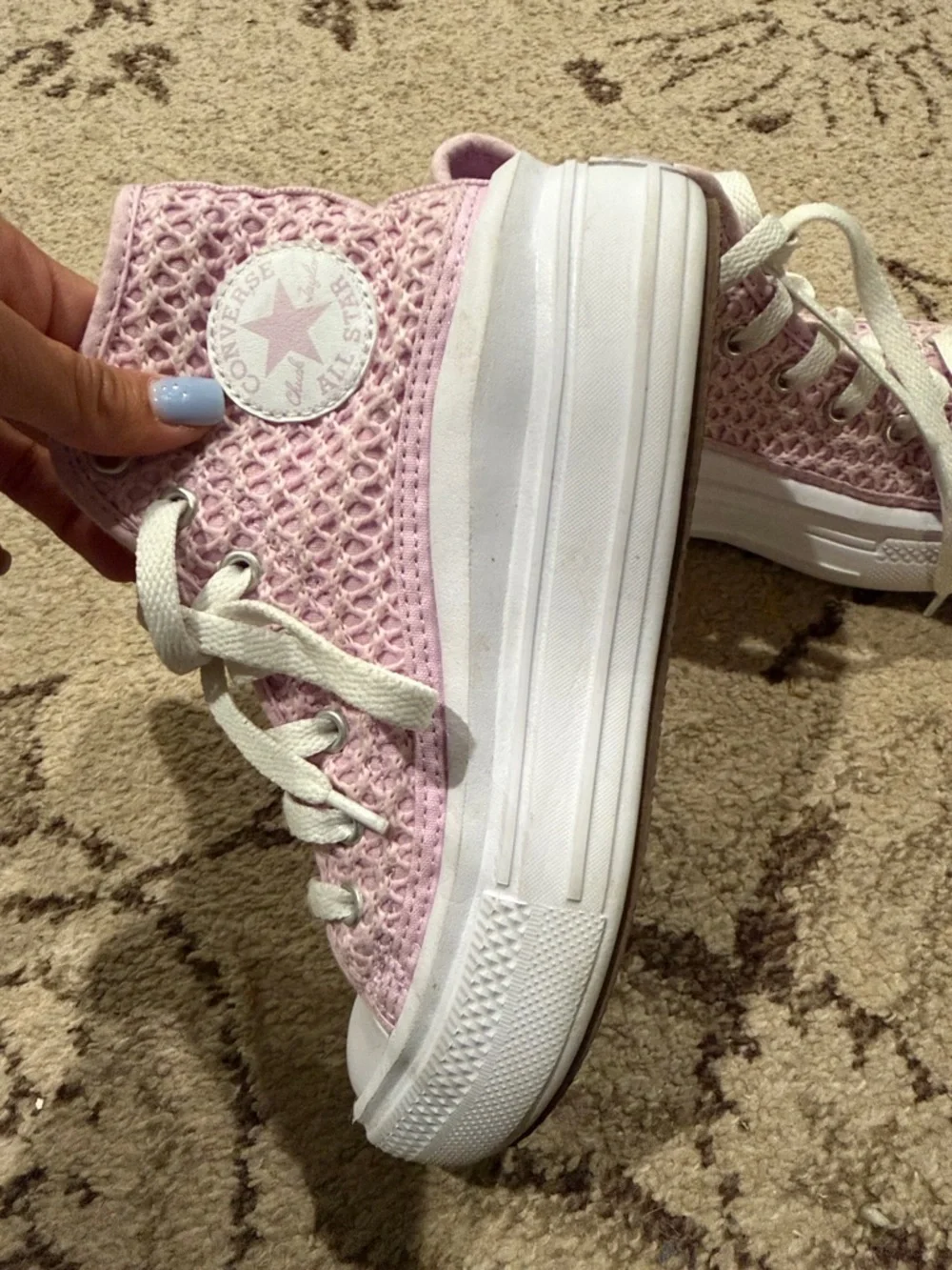 Pink High-Top converse Knit Sneakers
